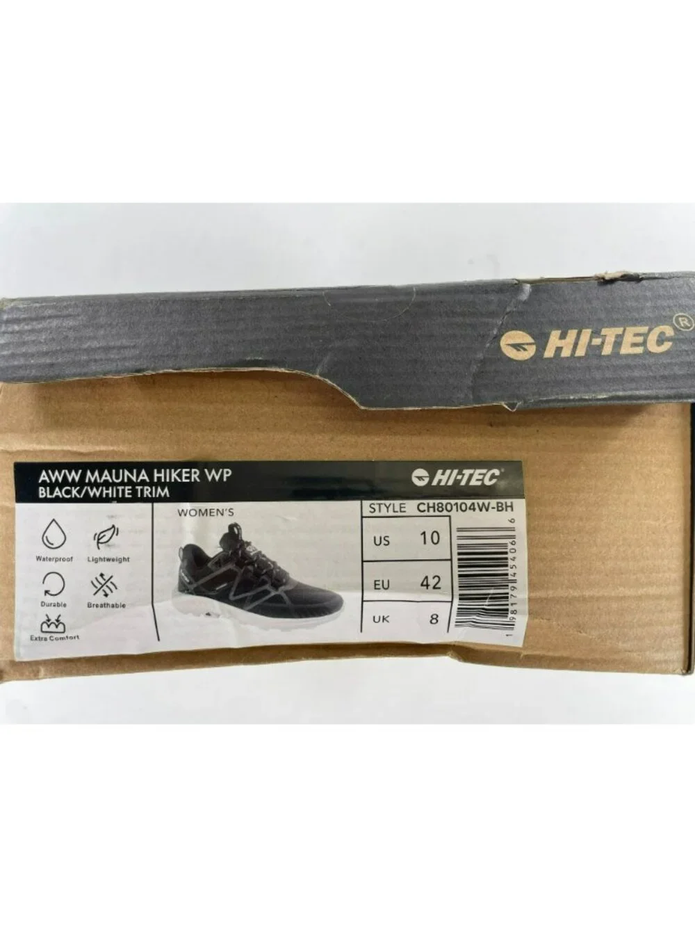 Hi-Tec AWW Mauna Hiker WP Black/White Waterproof Hiking Shoes Women's Sz 10 NEW